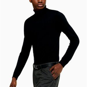 Topman Black Turtleneck Sweater for Men
